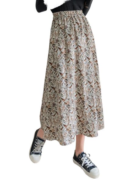 

dazy high waist floral print skirt 87mr#, Black