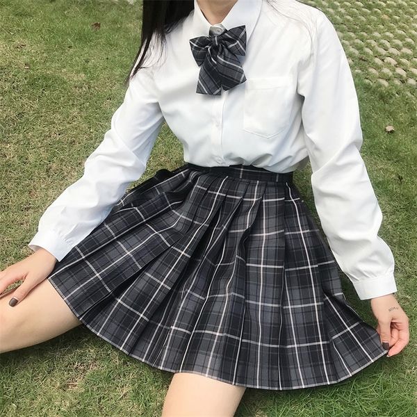 

festy kary fashion women skirts preppy korean style plaid kawaii school for girls high waist pleated mini 220324, Black
