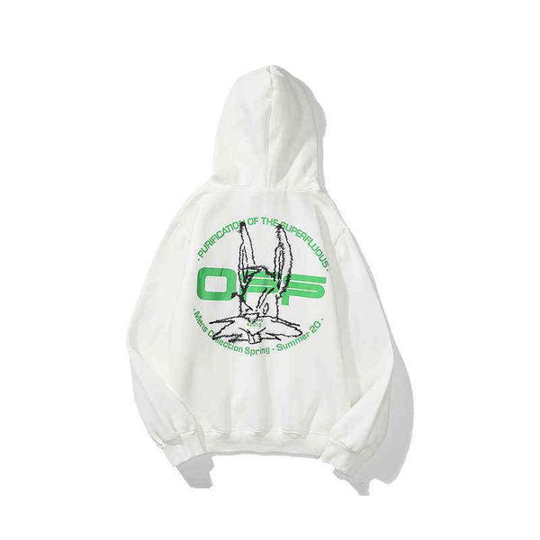 

2022ss new coat off arrow print green letter hoodie for men and women, Black