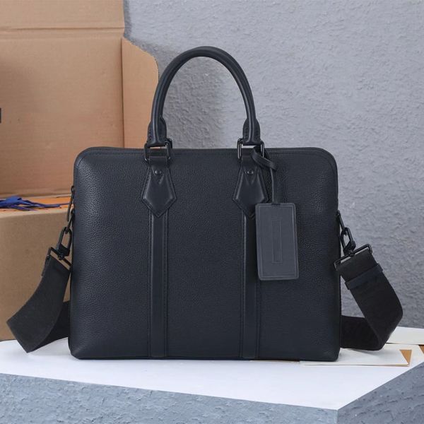

Mens Briefcase Handbags Leather Laptop Bag Sacoche Homme Fashion Designer Handbag classical computer Bags High capacity Crossbody shoulder bag travel soft MM, 40*4*29cm