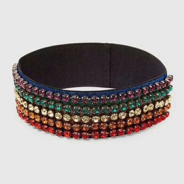 

elastic stripe full crystal rhinestone headband runway headwrap colourful strap clear crystal designer women fashion head bands342h, Silver