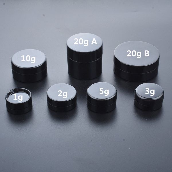 

1g 2g 3g 5g 10g 20g jars pot box makeup nail art cosmetic bead storage container black portable cream jar