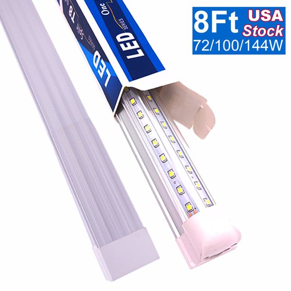 

8ft led shop lights tube ,usa stock 8 feet 96 in cooler door er leds tubes fixture ,6 row 144w, v shape fluorescent clear cover linkable sur