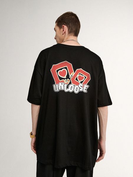 

men heart & letter graphic tee 29tn#, White;black