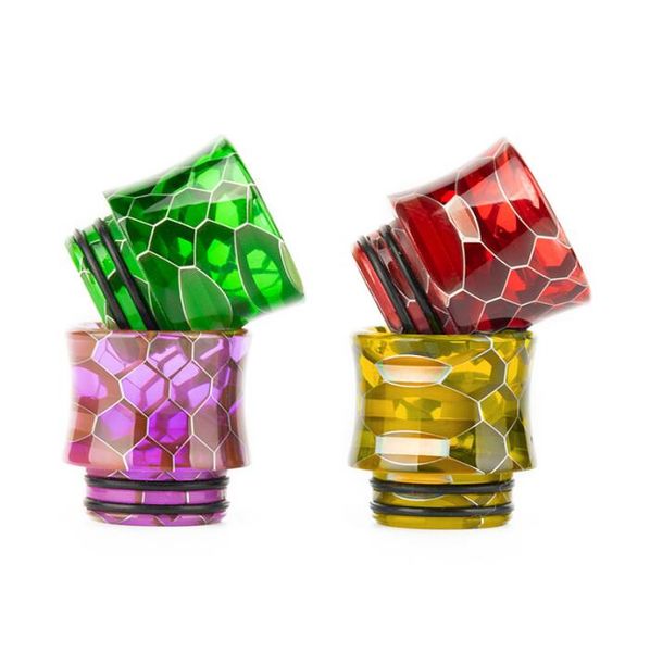 810 Honeycomb Drip Tips Snake Skin Epoxy Resin Drop Tip Colorful Wild Cobra Mouthpiece For TFV12 Prince TFV8 Mixed Color