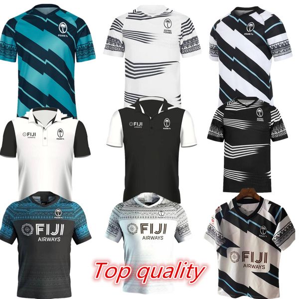 

2021 2022 fiji home away rugby jersey sevens shirt thai quality 20 21 22 fiji national 7's rugby jerseys, Black;gray