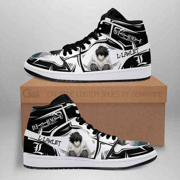 

l. lawliet sneakers custom death note anime shoes fan, Black