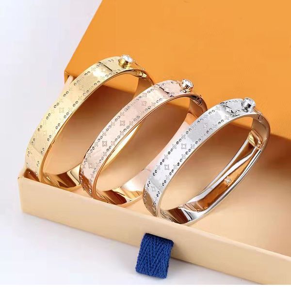 

cleefnew crystal bangle stainless steel bracelet lous plating 18k gold fashion designer jewelry for womenvan, Black