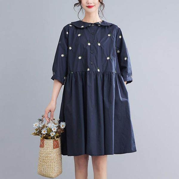 

arrival japanese style dress peter pan collar embroidery floral sweet girls chic summer fashion women casual, Black;gray
