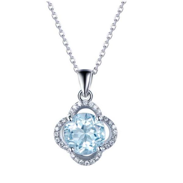 

tkj 2021 new clover necklace for women four-leaf natural moissan diamond amethyst crystal 925 sterling silver clavicle chain