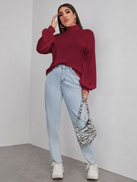 

stand neck bishop sleeve t-shirt q7ga#, White