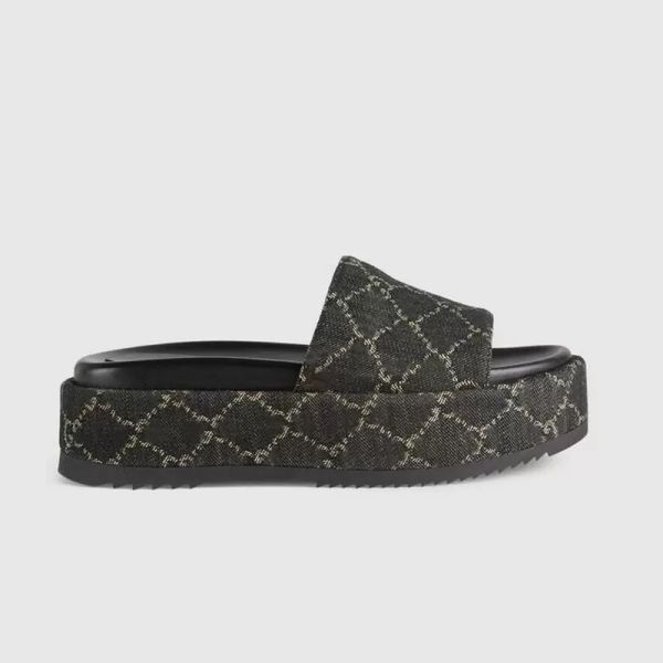 

slide designer womens g sandals mens slippers flip flops luxury flat thick bottom embroidery printed jelly rubber leather women dress shoes, Black