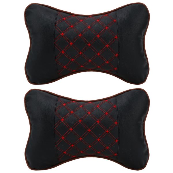 

2 pcs leather pp cotton car headrest cushions neck pillow auto seat cover neck rest cushion