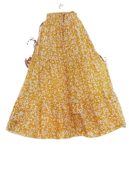 

ditsy floral ruffle hem skirt w4rh#, Black