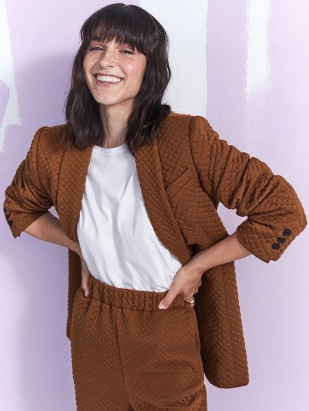 

x idioma studio shawl collar quilted blazer 49kn#, White