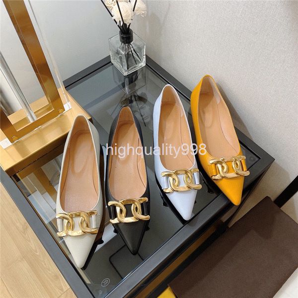 

dress shoes early spring large metal buckle flat bottomed pointed women's single shoes british casual, Black