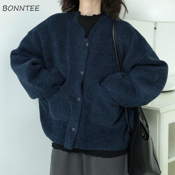 

basic jackets women allmatch solid teenagers trendy pockets long sleeve bf casual jacket lady clothes navy blue ulzzang 220815, Black;brown