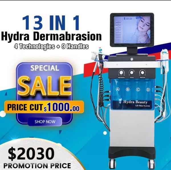 Direkt auswirken 13 in 1 Sauerstoffstrahlhydra Dermabrasion Diamond Mikrodermabrasionsmaschine Hydropigmentierung Akne Behandlung Hautreinigung Spa -Geräte