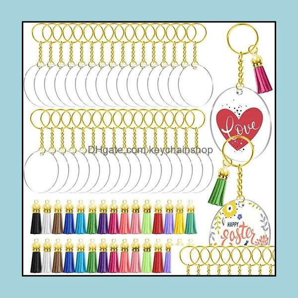 

keychains fashion accessories kimter acrylic keychain circle blank leather tassel key ring with chain open jump rings for di dhnuk, Silver
