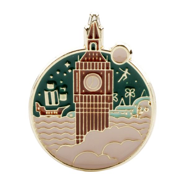 

save the clock tower brooch pins enamel metal badges lapel pin brooches jackets jeans fashion jewelry accessories, Blue