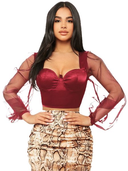 

sxy sweetheart neck mesh bishop sleeve z6y8#, White