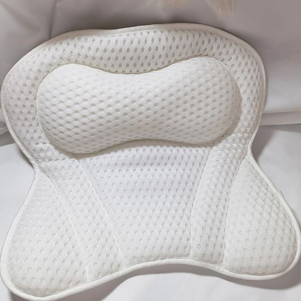 

3d soft white butterfly massage bath pillow with suction cups spongy spa bathtub cushion neck back comfort relaxing tool