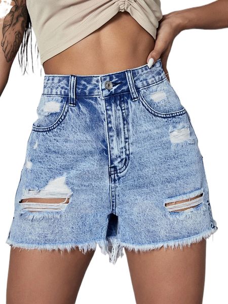 

washed ripped raw hem denim shorts t4gq#, White;black