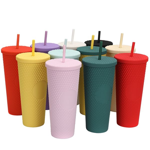 New Tumblers de grande capacidade Cupded Water Cup 710ml Fashion Creative Straw Durian Cup