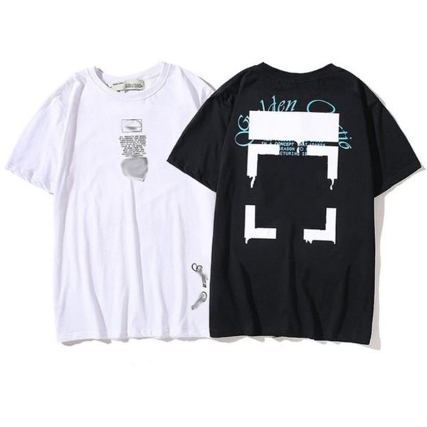 

designer fashion offs t shirts brand tees mens luxurys classic t-shirt back stereolysis of blue letters arrow clothing loose womens short s, White;black