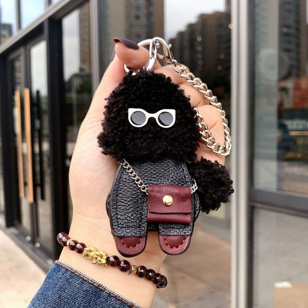 Marka Teddy Köpek Keychains Tavşan Kürk Top Toka Anahtar Zincir Moda Peluş Deri Araba Anahtar Tutucu Kadınlar Anahip Takı Hediye A3283