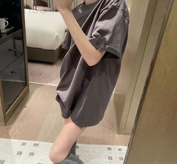 

women's t-shirt designer 22ss new two-color ~ ch crowe versatile ins trendy loose letter printed short sleeve t-shirt v25g, White