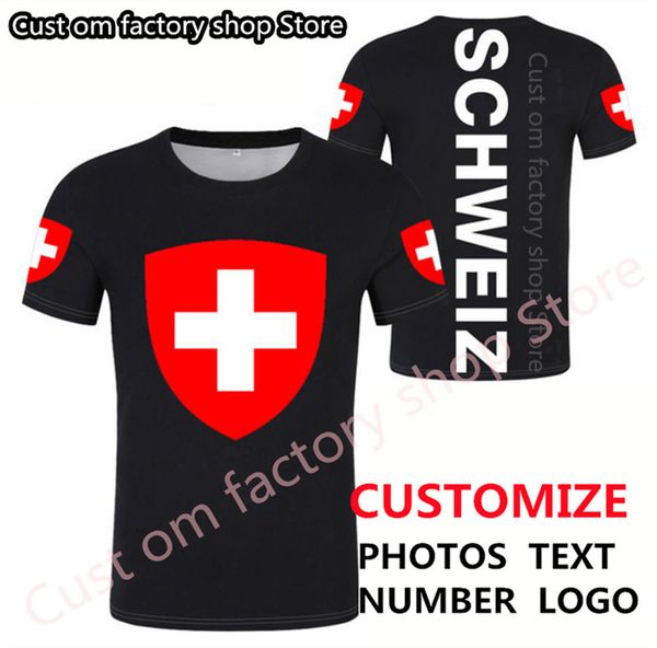 İsviçre T Shirt Diy Diy Ücretsiz Özel Yapım İsim Numarası Che T Shirt Nation Flags CH Kırmızı Alman Ülke Koleji Baskı P O Giyim 220616