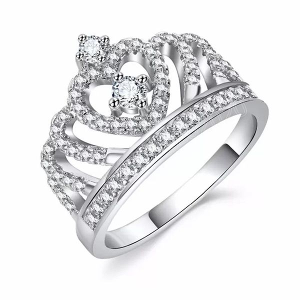 

wedding women fashion silver color jewelry crown rings charms popular jewelry