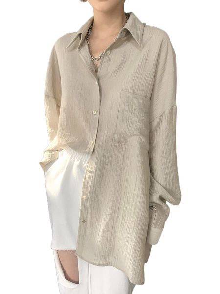 

dazy drop shoulder pocket patched blouse y6dr#, White