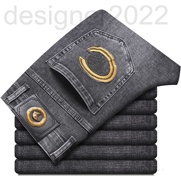 

men's jeans designer autumn men's jeans cotton korean version thick small foot slim fitting international brand eagle head pants 6, Blue