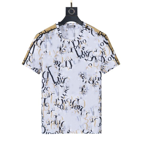 

summer men's retro print short-sleeved t-shirt round neck new tide fashion casual bottoming shirt in europe and the united states, White;black