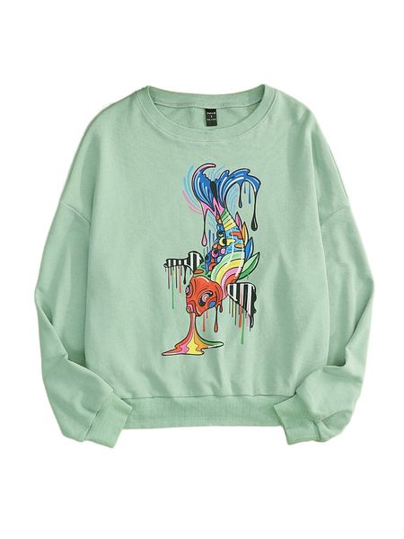 

x sarah wearer cartoon graphic drop shoulder sweatshirt k5r7#, Black