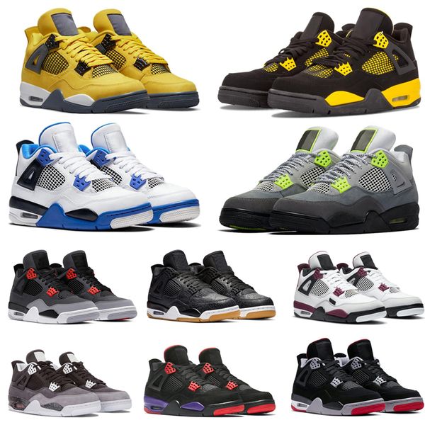 

big size 36-47 mens basketball shoes 4 4s military black fire red thunder shimmer black cat oreo womens designer sports