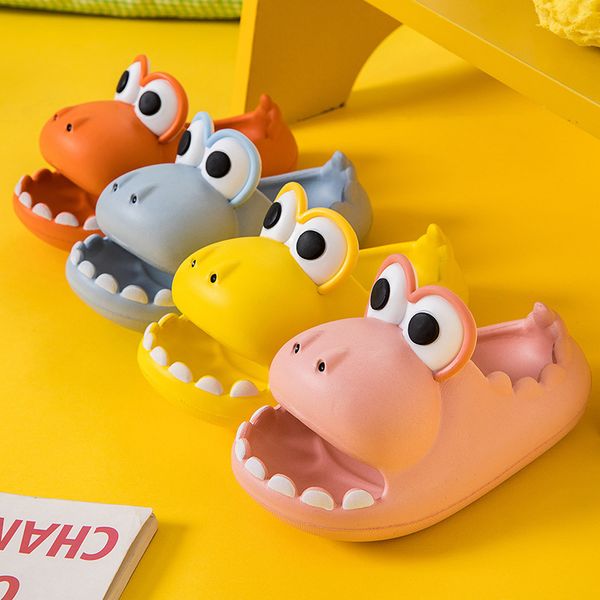 

children' slippers summer boys and girls eva covered toes cute dinosaur home non-slip thick bottom baby sandals kids fashion 220423, Black;grey