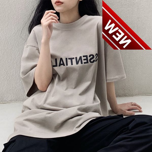 

fog summer new feel of god essentials double line chest letter high street short sleeve t-shirt for men, White;black