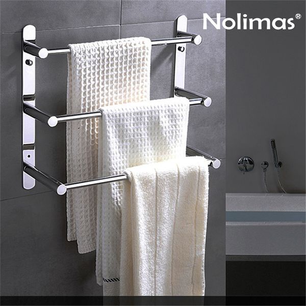 Três camadas Modern Towel Bar Brief Sus 304 Aço inoxidável Superfície polida Toalha de toalha Rack de parede Montada com toalha Prações de prateleira 200923