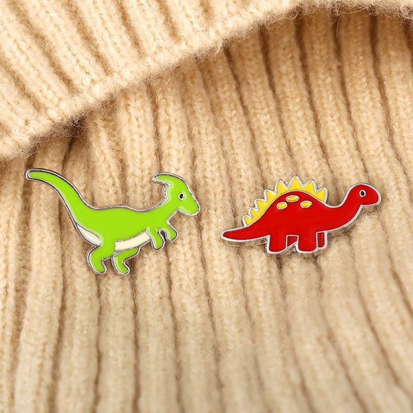 

student color small dinosaur series clothing brooch cartoon animal stegosaurus backpack skirt badges sweater bag hat clothes alloy lapel pin, Gray
