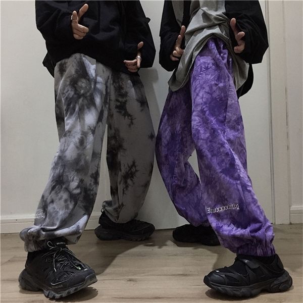 

neon tie dye loose jogging pants women high waist harajuku trousers plus size female fashion streetwear pants women sweatpants lj201029, Black;white