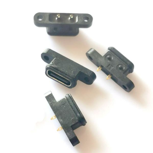 Diğer Aydınlatma Aksesuarları 1-10 PCS Tip C 2 Pin Su Geçirmez Kadın USB Soket Portu Vida Deliği Hızlı Şarj Arayüzü 180 Derece