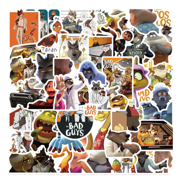 52pcs Funny Cartoon Movie The Bad Guys Stickers For Laptop Toys Infantil Cars Knapsack Skate Computers Luggage
