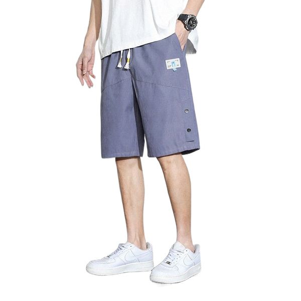 

row button shorts men's 2022 summer new korean fashion men's shorts loose breathable overalls men's large size y9z4#, White;black
