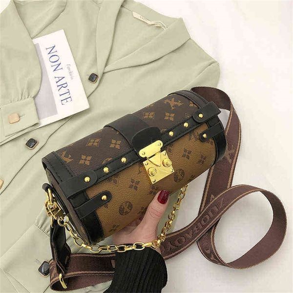 

printed pillow style personalized small tube round contrast color texture oblique cross chain net red women's 80% off wholesale factory