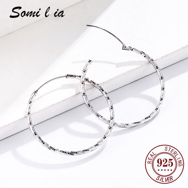 

hoop huggie somi lia collection 100% 925 sterling silver color luminous clear cz circle hoop earrings for women fashion earrings jewelry 230, Golden;silver