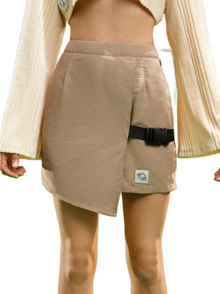 

x fÃ¡tima tirado buckle patch detail wrap skirt v1my#, Black