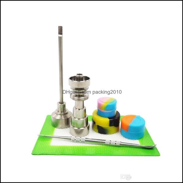 Andere Handwerkzeuge Hausgarten Glas Wasserpfeifen Bong Werkzeugset mit 10 mm 14 mm 18 mm Titannagel Ti Carb Cap Dabber Sile Jar Dab Mat Bongs D